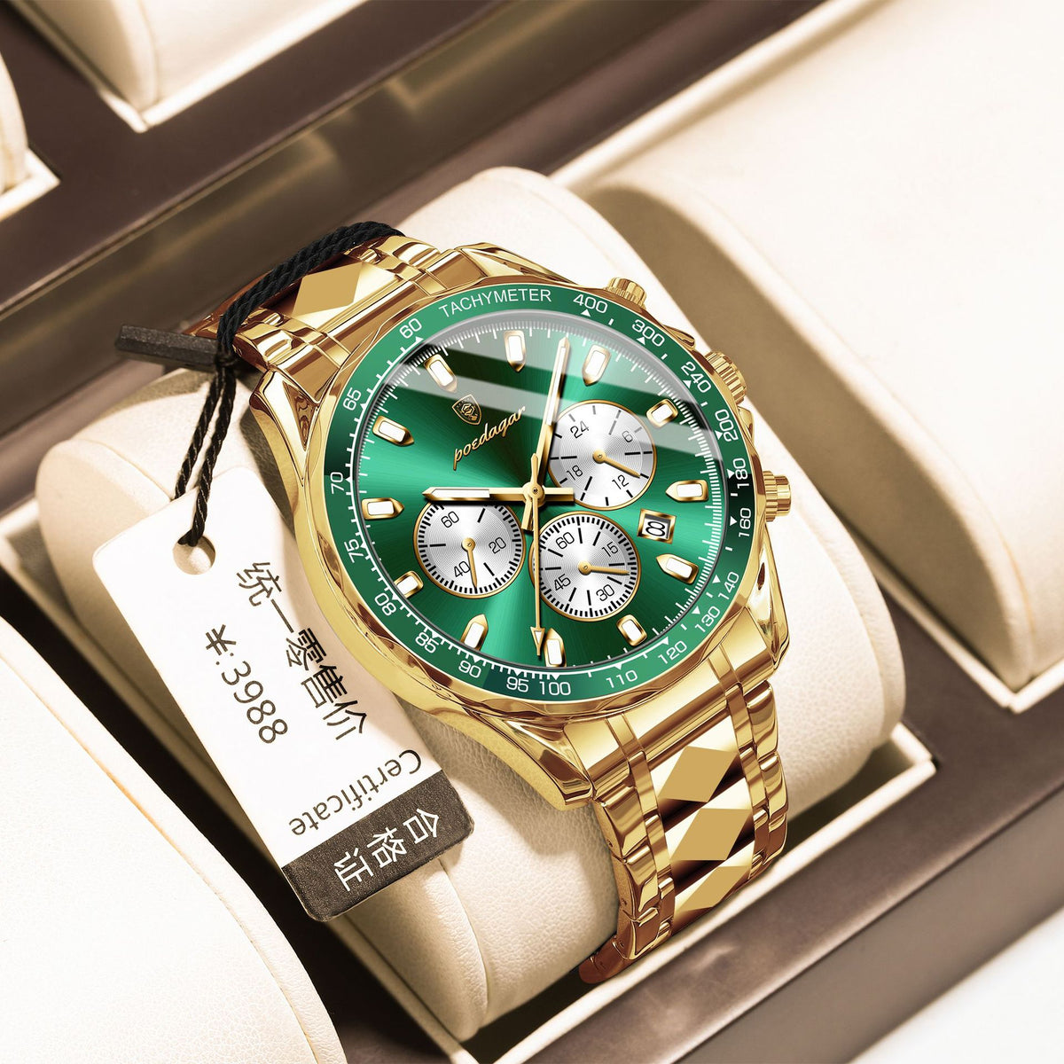 Men's Two-Tone Blue Quartz Watch - Waterproof, Steel Strap