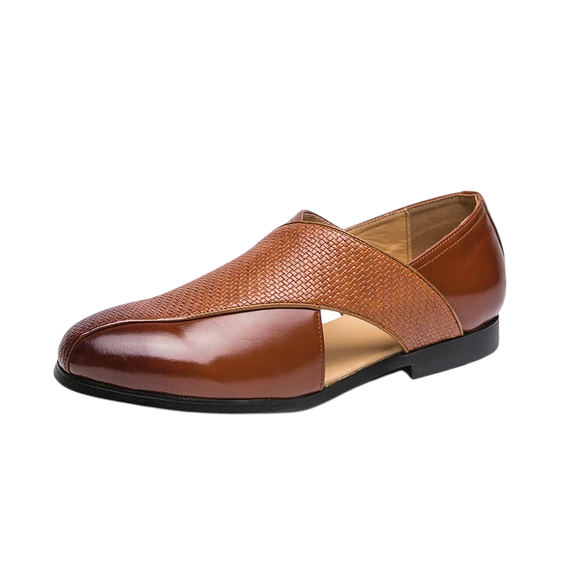Men's Black PU Leather Slip-On Sandals – British Style | Aladinae