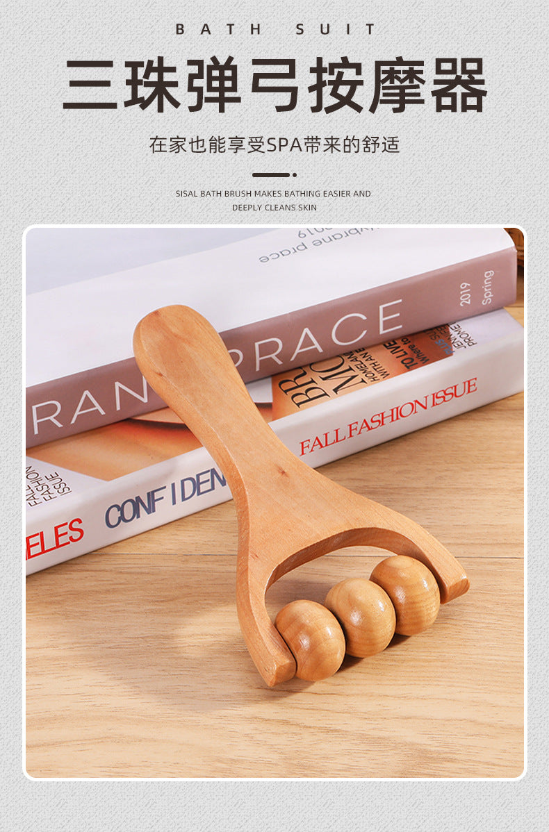 Factory direct supply wooden massager wholesale manual roller massage tool portable meridian dredging massager