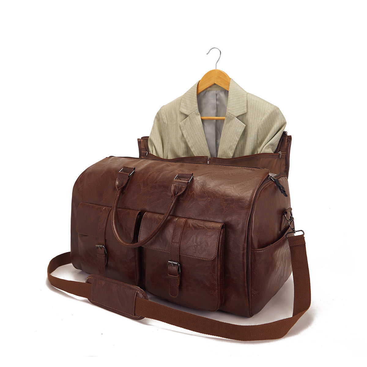 Guangzhou factory spot Amazon travel convenient carry-on clothing bag large PU leather duffel bag women's fashion