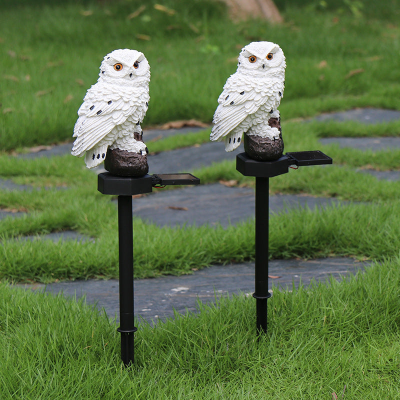 Amazon Solar Animal Statue Ornaments Outdoor Garden Statue Courtyard Landscape Decoration Owl Light Ground Plug