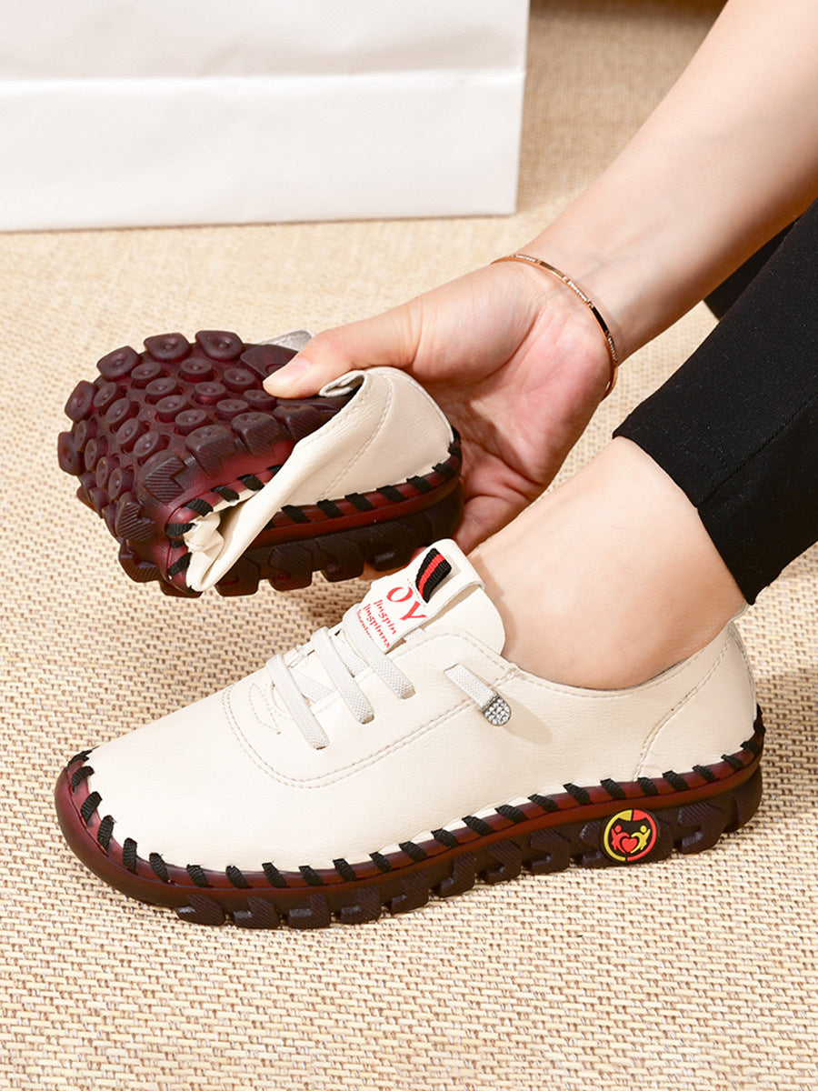 Cross-border explosive style handmade tendon soft sole mother shoes women's 2022 spring and summer new independent station flat single shoes casual shoes