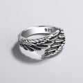 S925 sterling silver European and American retro old feather ring female simple fashion Thai silver jewelry temperament ring wholesale