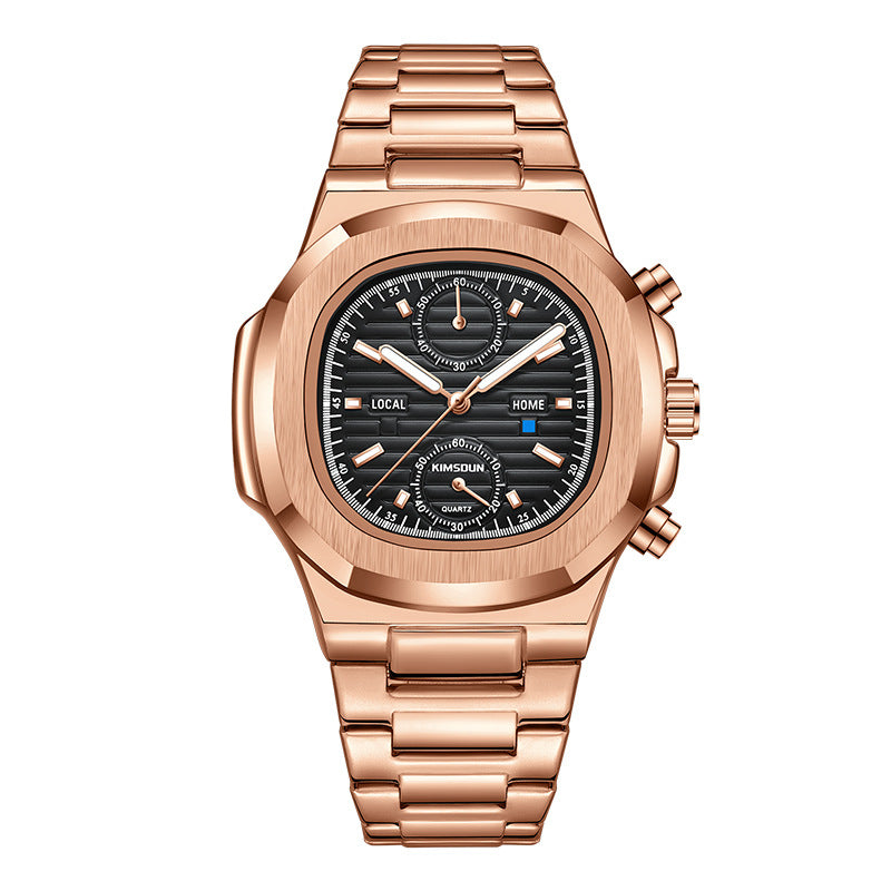 Men's Silver Black Multifunction Quartz Watch - 30M WR