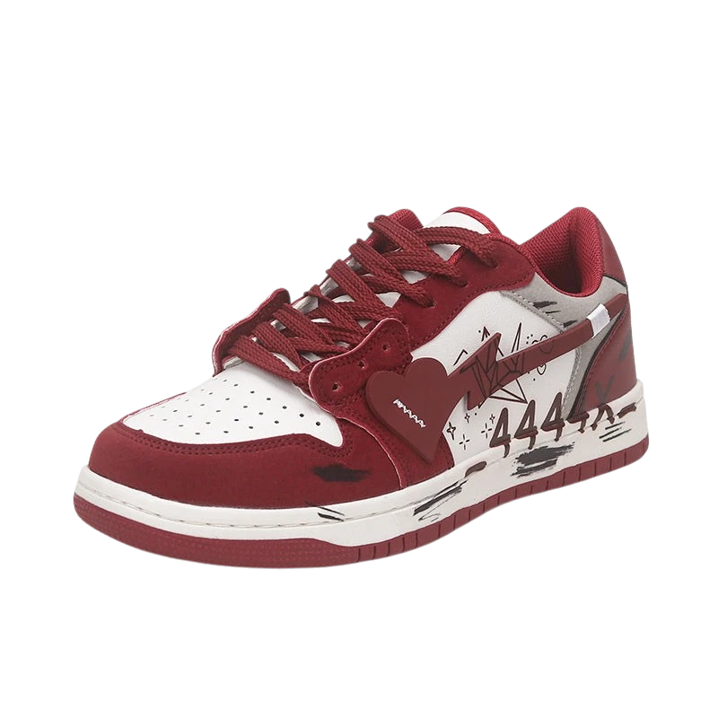 Unisex Retro Red Graffiti Print Sneakers | Aladinae