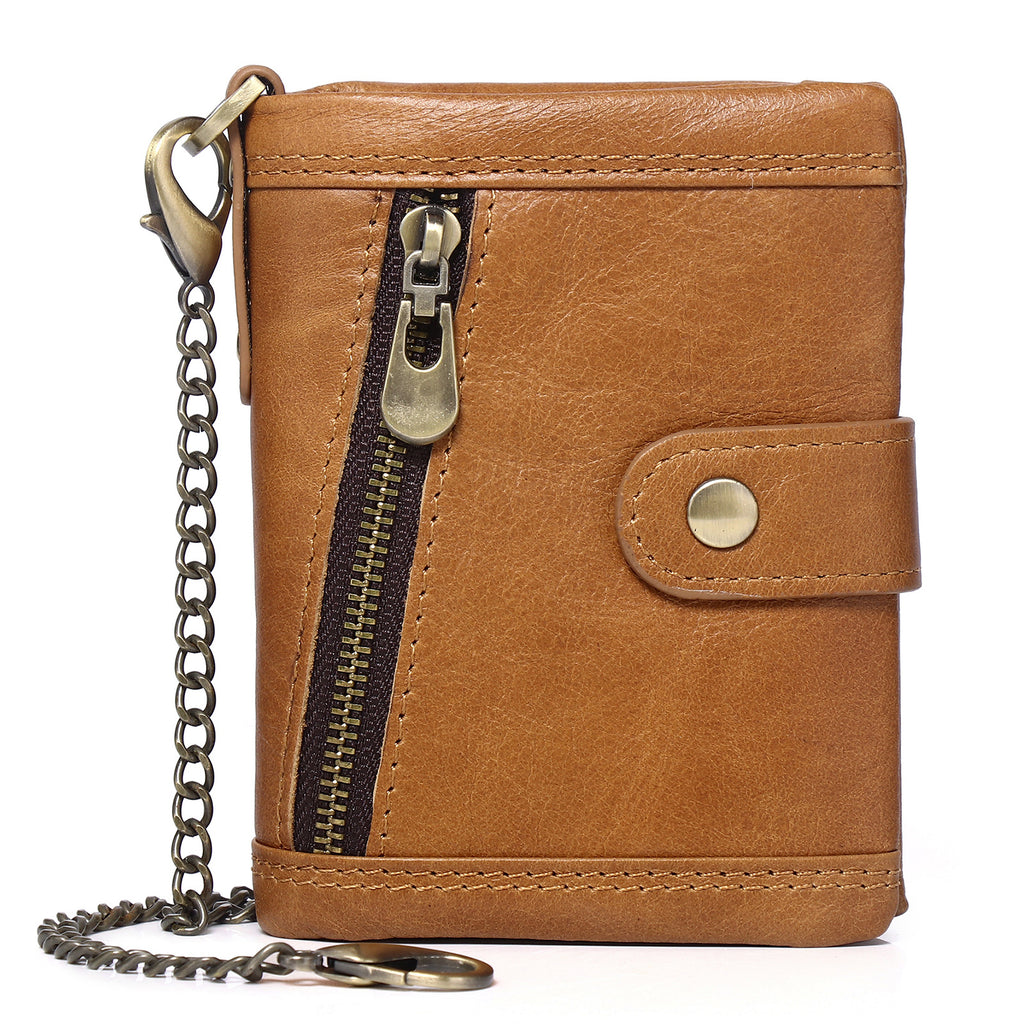 Men's RFID Anti-Theft Genuine Leather Coin Wallet | Aladinae