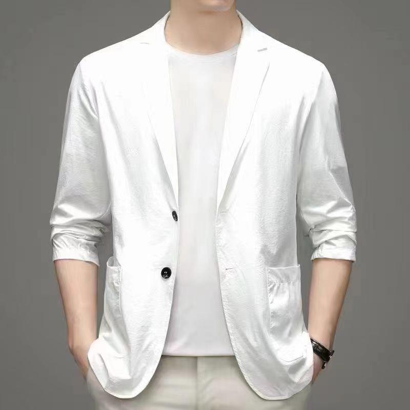 Men's Khaki Slim Fit Blazer - Suit Collar, Long Sleeve