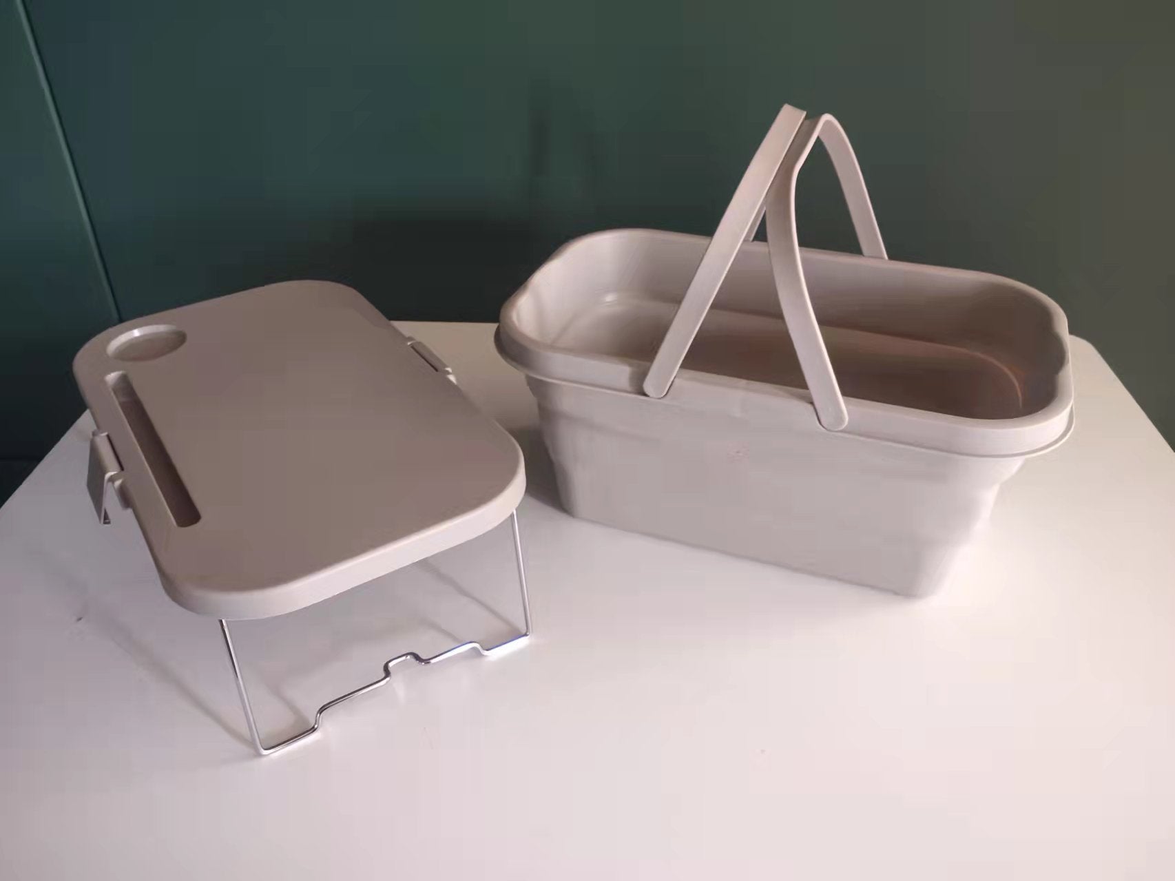 Outdoor camping supplies picnic basket with table foldable portable shopping basket multifunctional picnic table folding bucket