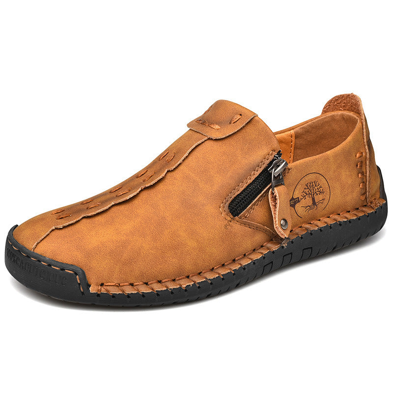 2023 Cross-border New Men's Casual Leather Shoes Foreign Trade Large Size Slip-on Doudou Shoes Men's Breathable Handmade Lazy Shoes
