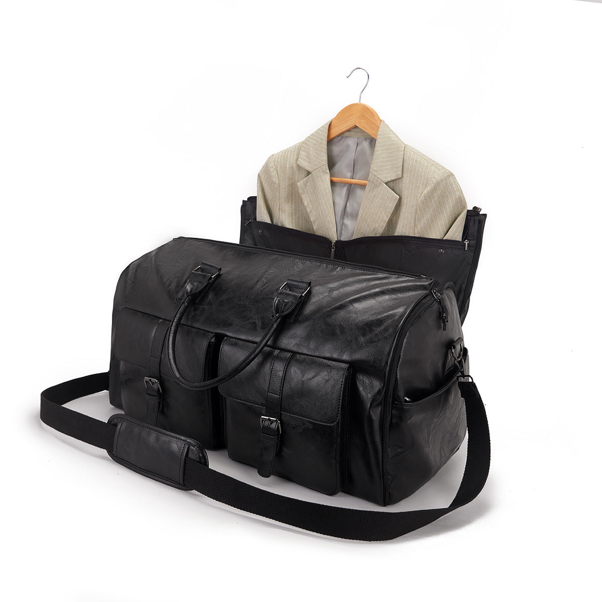 Guangzhou factory spot Amazon travel convenient carry-on clothing bag large PU leather duffel bag women's fashion