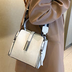 Fashion cowhide bag for women 2024 new style large capacity bucket bag versatile commuting genuine leather shoulder messenger handbag