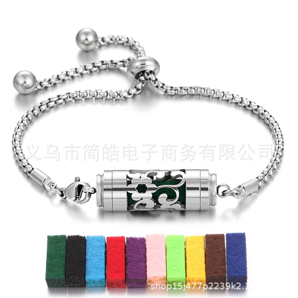 Stainless steel aromatherapy bracelet bracelet essential oil perfume diffuser bracelet adjustable titanium steel bracelet couple jewelry