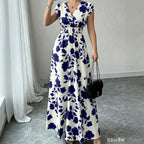 2026 New French V-neck Slim Waist Maxi Dress, Elegant and Stylish Dress (for European and American Cross-Border Amazon and AliExpress)