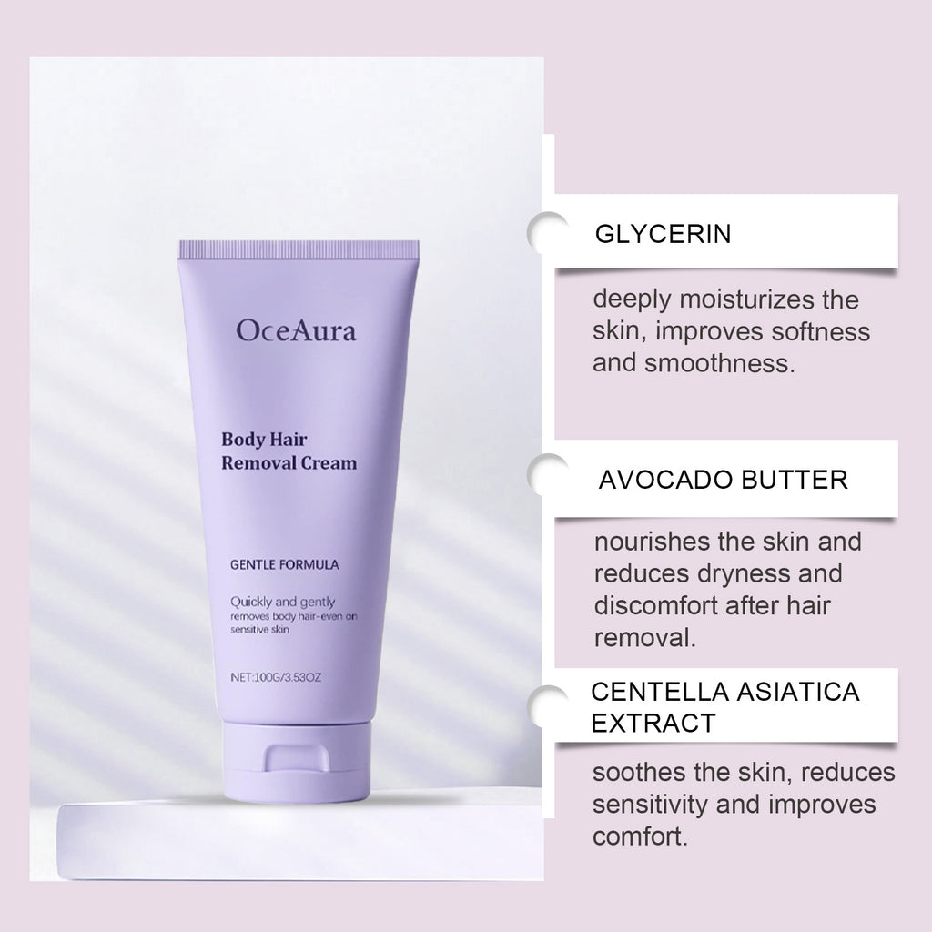 OCEAURA Body Hair Removal Cream: Gentle body hair removal for hands, legs, and skin; suitable for both men and women.