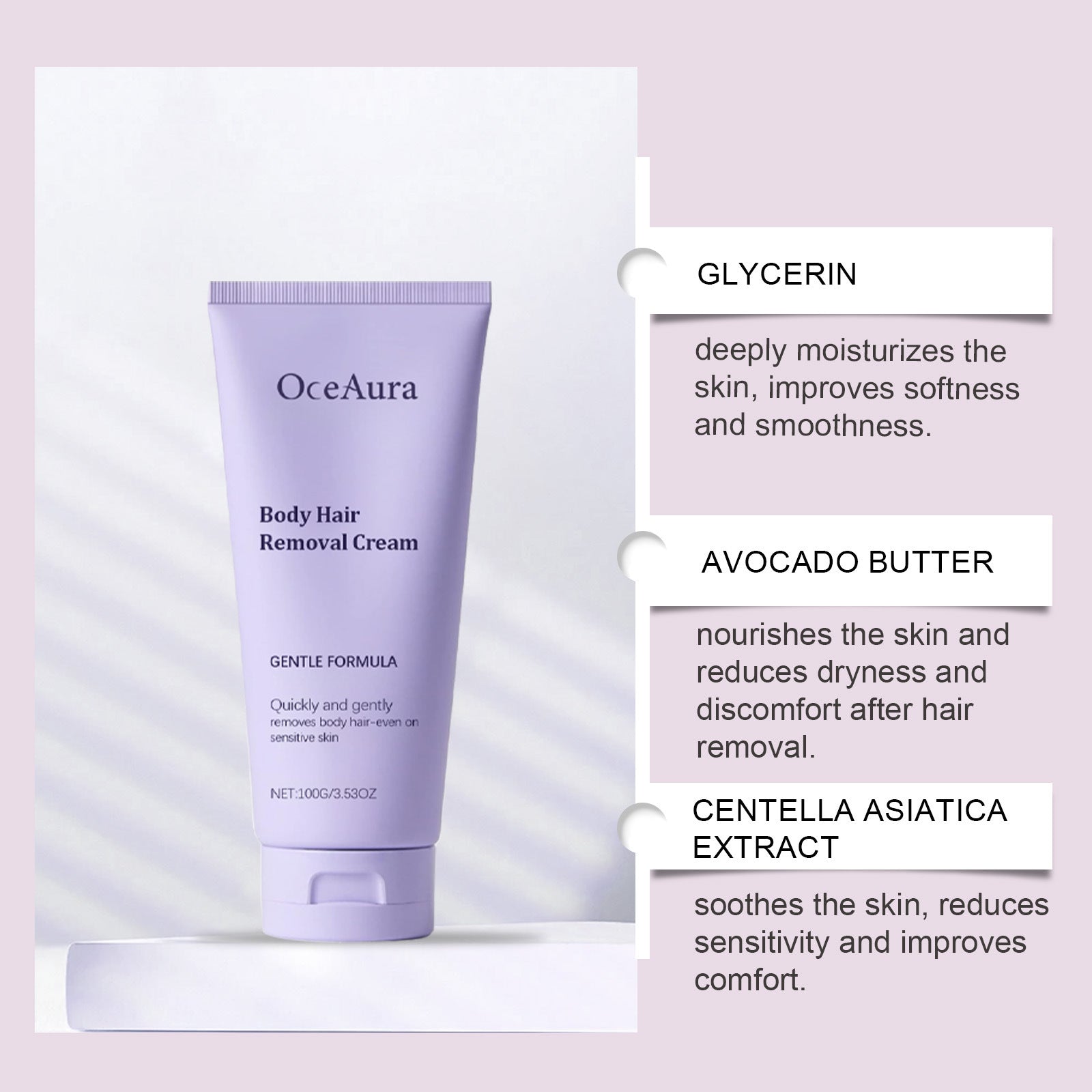OCEAURA Body Hair Removal Cream: Gentle body hair removal for hands, legs, and skin; suitable for both men and women.