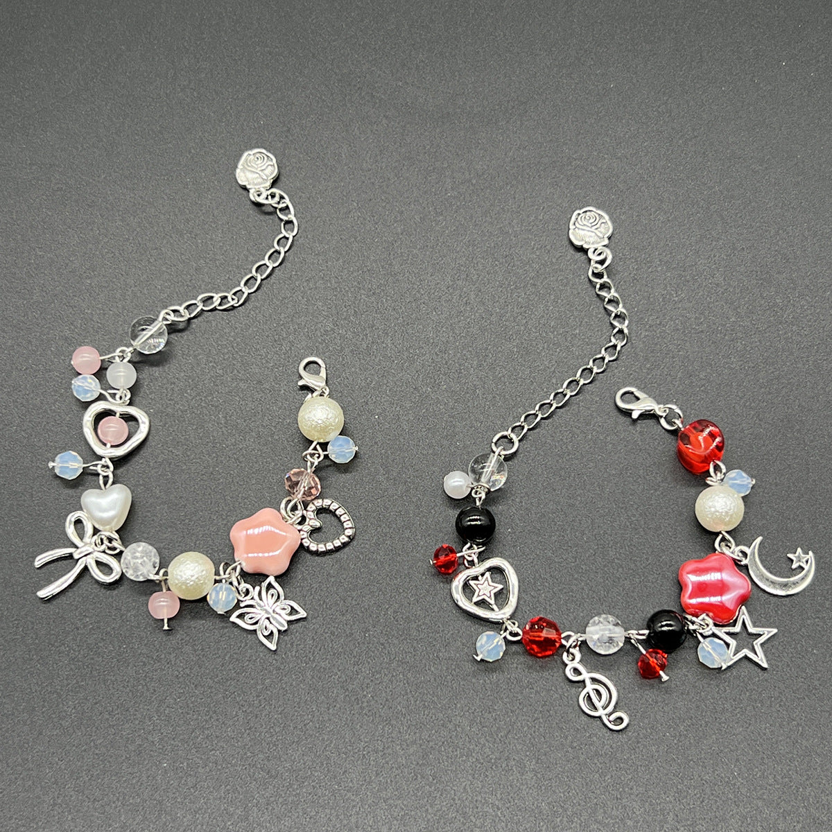 European and American cross-border bracelet couple bestie black and white dice hip-hop handmade guitar microphone five-pointed star hand jewelry