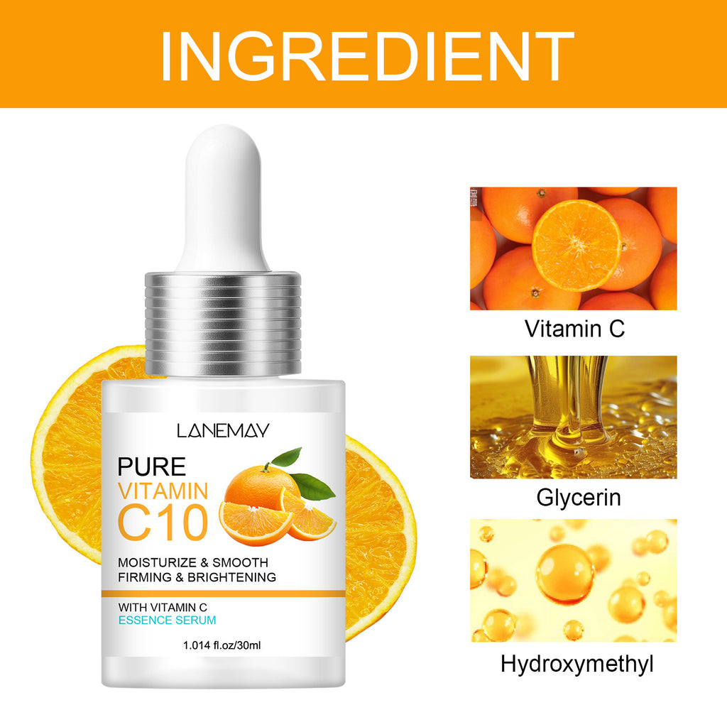 Cross-border best-selling firming facial serum (30ml, all-English packaging) - Vitamin C for hydration, moisturizing, brightening, and smoothing skin.