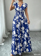 2026 New French V-neck Slim Waist Maxi Dress, Elegant and Stylish Dress (for European and American Cross-Border Amazon and AliExpress)