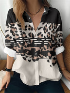 Cat cross-border Amazon European and American women's 3D printed floral pattern long-sleeved shirt women's fashion tops