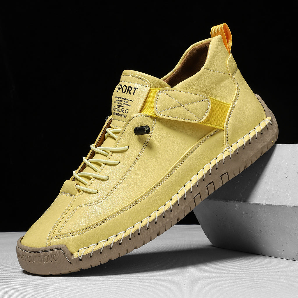 Women's Military Green Flat Boots - Hand-Stitched