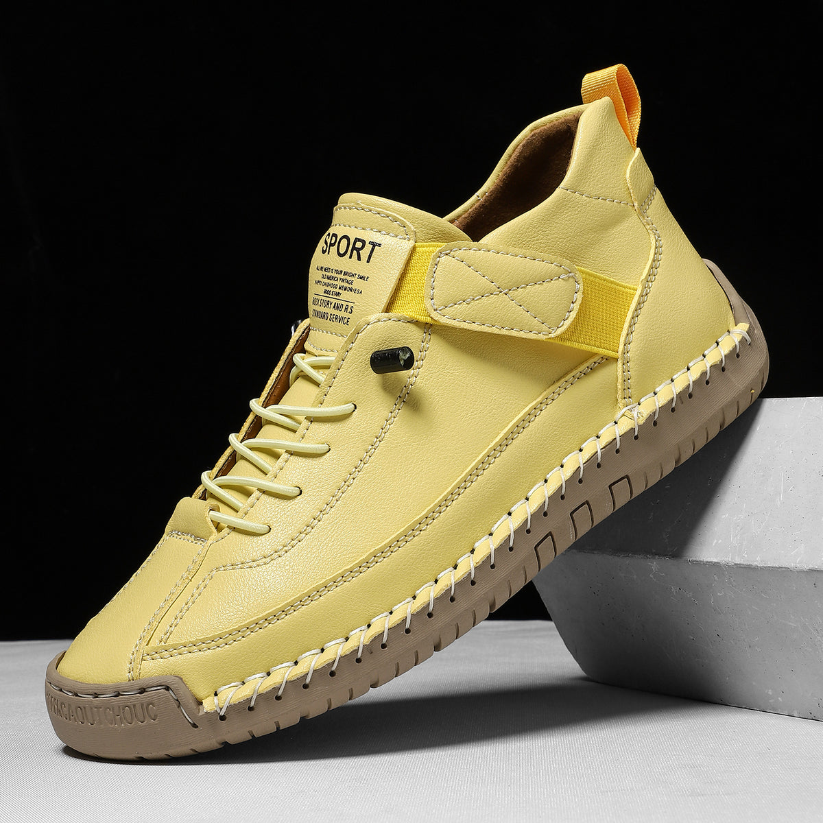 Women's Military Green Flat Boots - Hand-Stitched