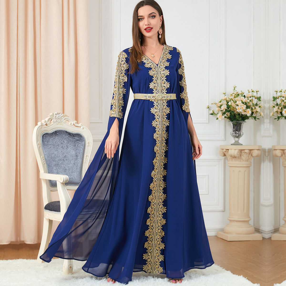 Spliced Sleeve Women's Maxi Dress