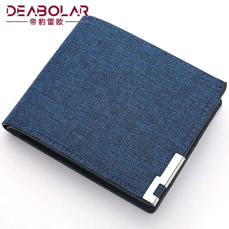Men's Blue Canvas Wallet - Slim, Bi-Fold