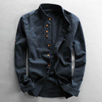 Men's Chinese Style Linen Stand Collar Shirt | Aladinae