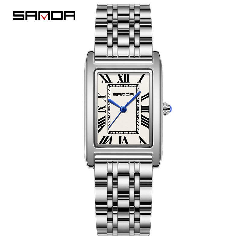 Men's Coffee Silver Rectangular Watch - Roman Numerals