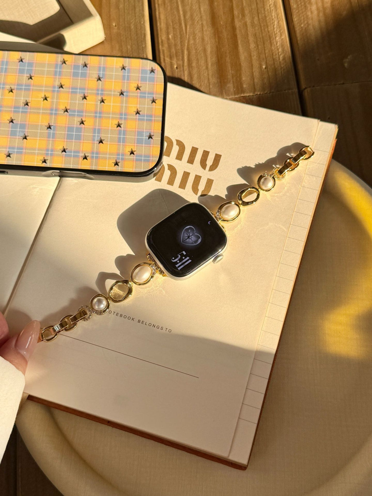 Copper Chain Pearl Metal Watch Strap - Apple Watch Compatible