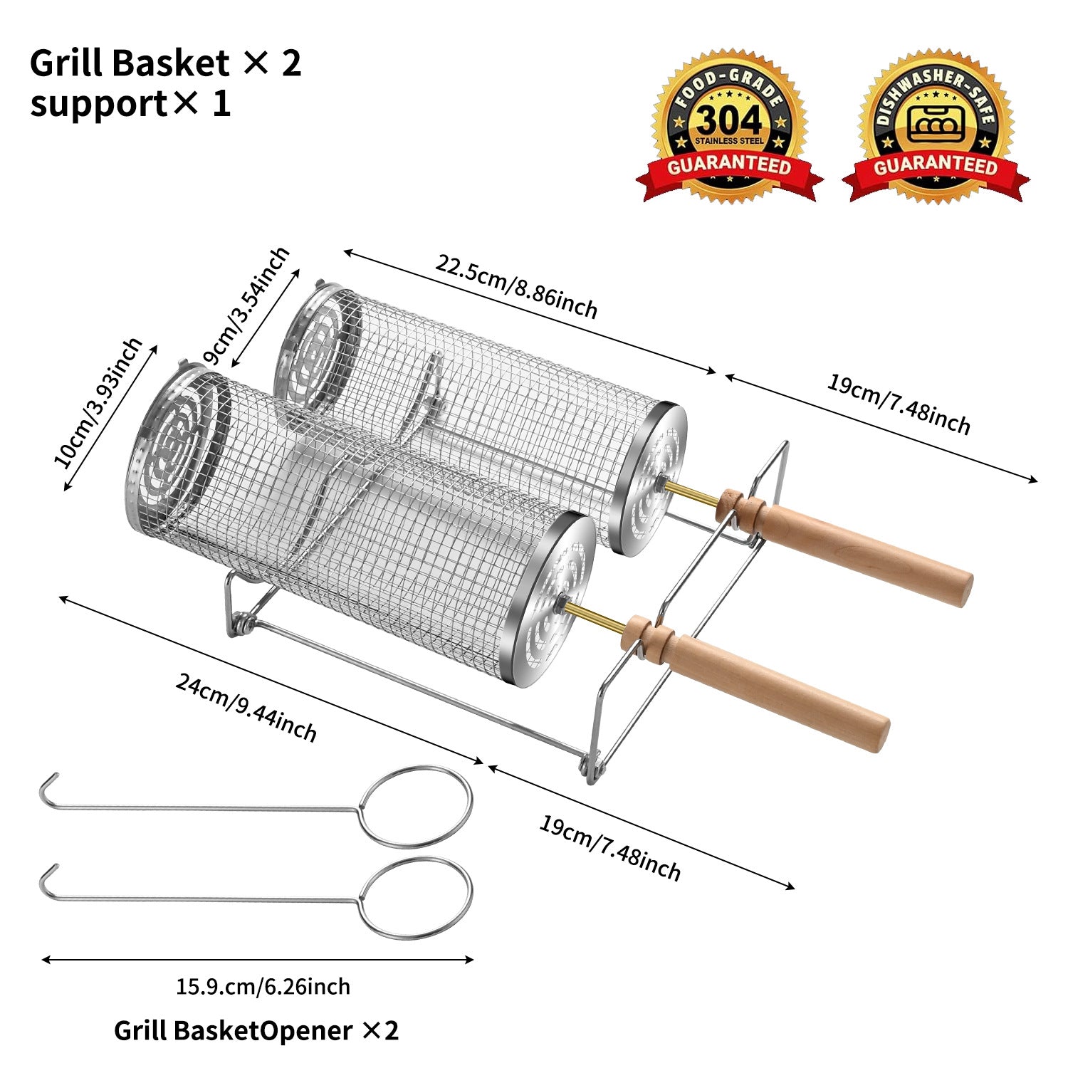 Amazon Rolling BBQ Basket Outdoor BBQ Grill Basket 304 Stainless Steel Perforated BBQ Tube BBQ Net