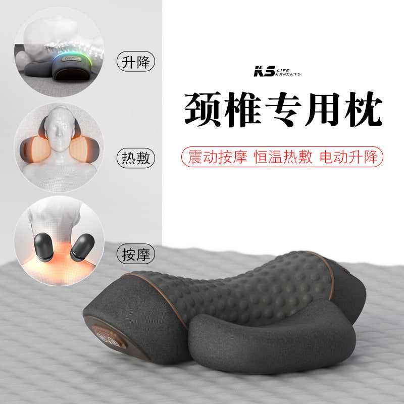 Cross-border cervical pillow for cervical spine support, massage, non-traction, heating, repair, cylindrical shape, sleep aid, and neck support.
