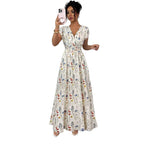 2026 New French V-neck Slim Waist Maxi Dress, Elegant and Stylish Dress (for European and American Cross-Border Amazon and AliExpress)