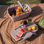 Outdoor camping supplies picnic basket with table foldable portable shopping basket multifunctional picnic table folding bucket