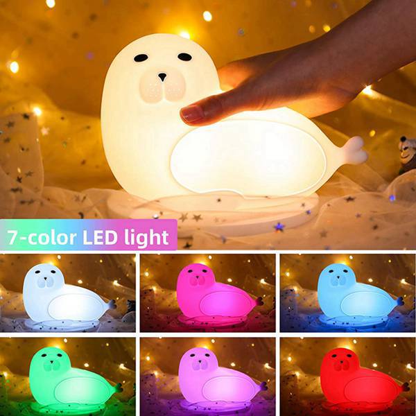 Sea Lion Night Light Gradient Color Silicone Lamp Seven Color Light Bedroom Home Children Eye Protection Bedside Lamp