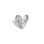 Trendy Home Collection Handmade KIKO Style TAXCO Streamlined Wave Hollowed-Out BADGE Vintage Ring