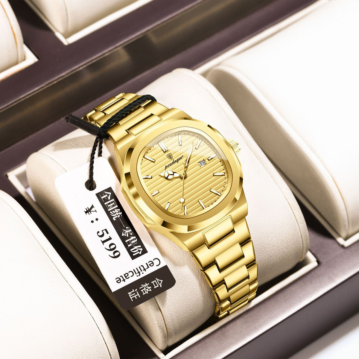 Women's Two-Tone Blue Quartz Watch - Square Dial