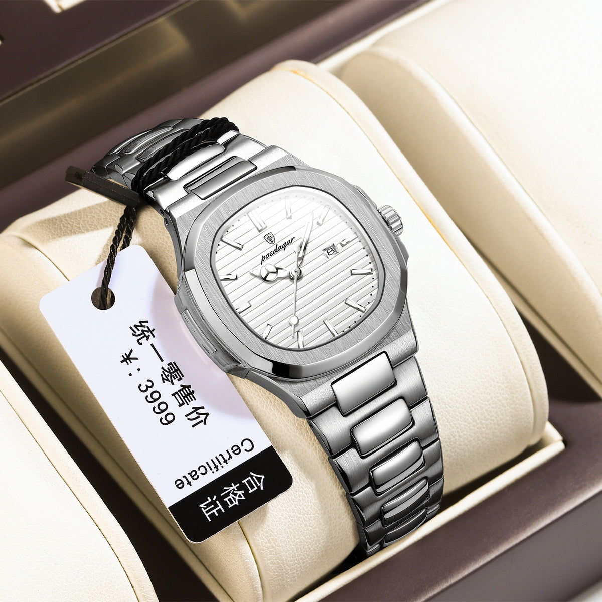 Women's Two-Tone Blue Quartz Watch - Square Dial