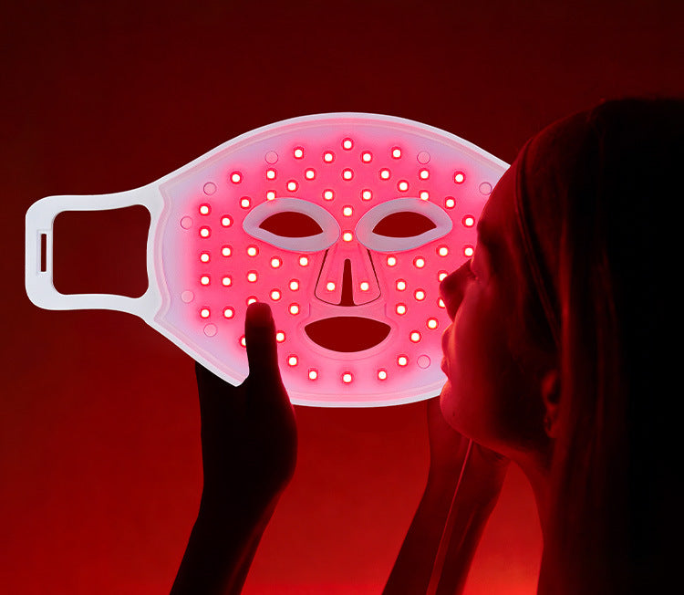 Red light facial mask beauty device, LED red and blue light mask, cross-border home use skincare, infrared therapy, large panel light, custom-made.