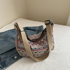 Crossbody bag for women 2024 spring and summer new large capacity canvas shoulder bag versatile college students commuting dumpling bag