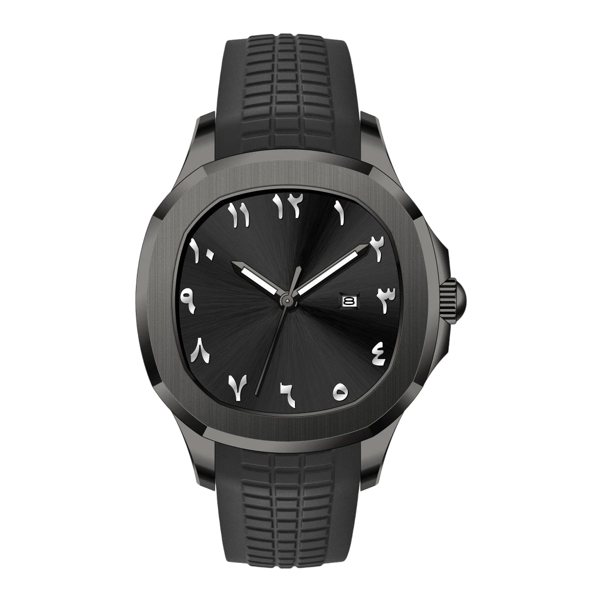 Men's Arabic Dial Sports Watch – Silicone Strap & Quartz | Aladinae
