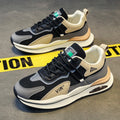 Men's Black Mesh Sneakers - Thick Sole, Low-Top