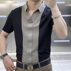Men's Black & White Color Block Shirt – Slim | Aladinae
