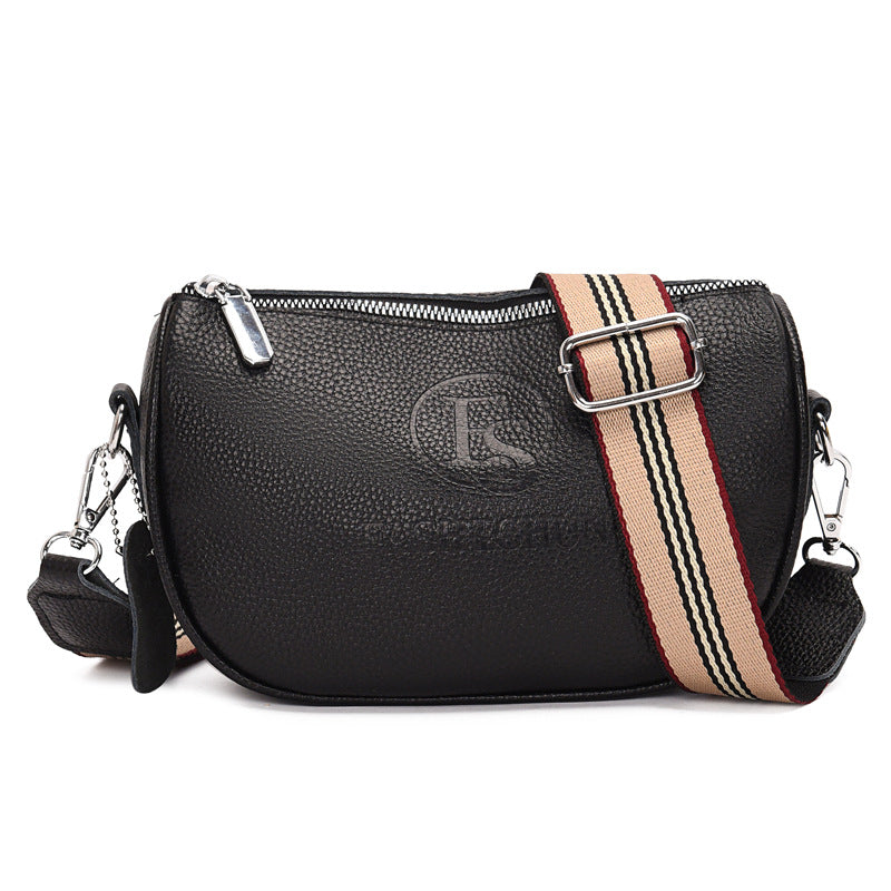 first-layer cowhide saddle bag women  leather shoulder bag wide shoulder strap Messenger bag