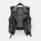 Denim vest women's autumn thin all-match tops vest women's short Korean style outerwear women's waistcoat new western style