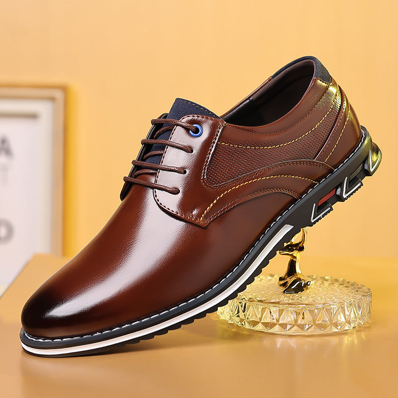 Men's Dark Brown Leather Work Shoes | Aladinae