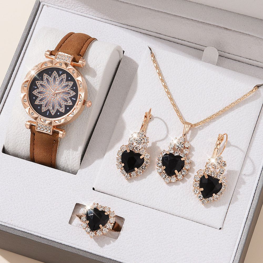 Women's White Watch and Bracelet Set - Quartz
