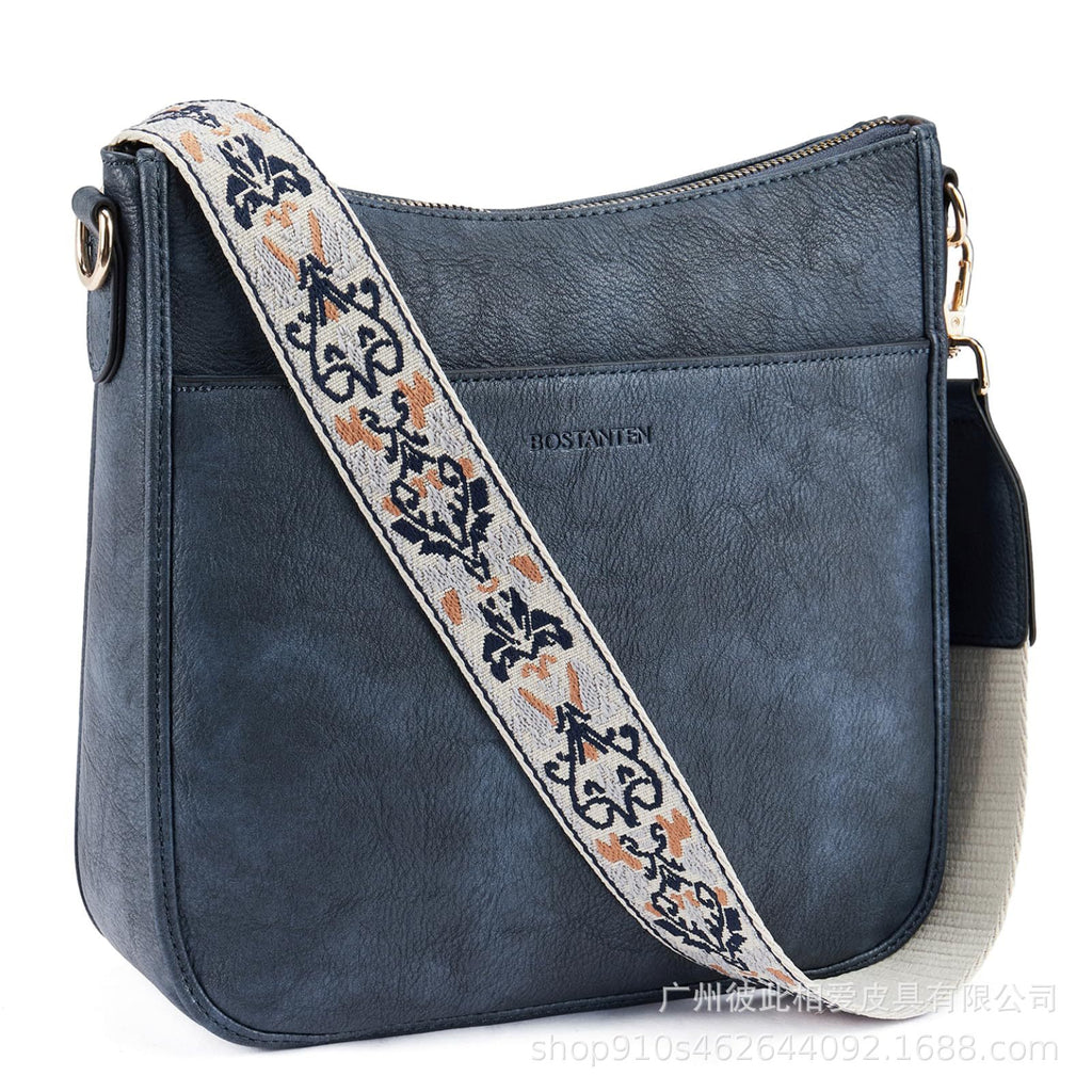 Amazon European and American retro solid color matching shoulder bag messenger bag webbing messenger bag shoulder strap large capacity multifunctional