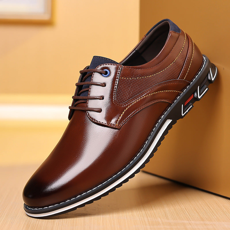 Men's Dark Brown Leather Work Shoes | Aladinae