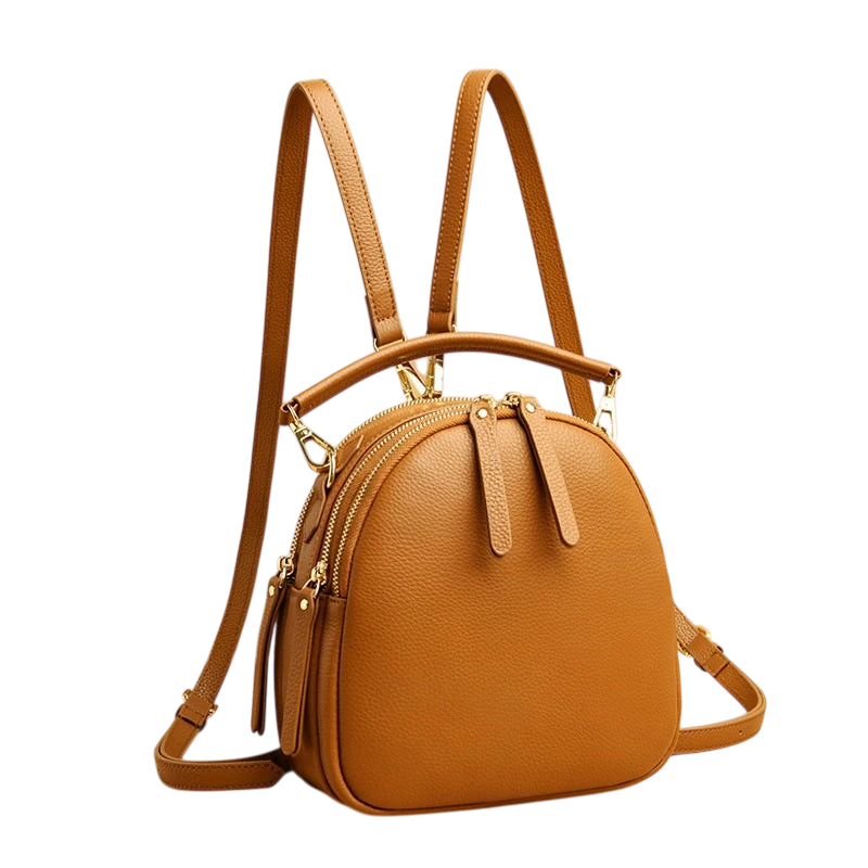 2023 new simple first layer cowhide backpack women's versatile genuine leather multi-layer lightweight high-end small backpack